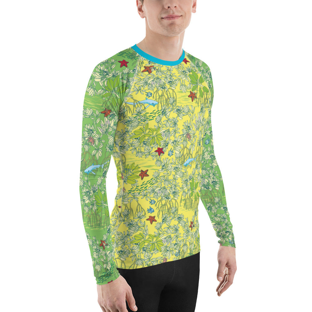 Mangroves in Yellow Men's Rash Guard - Posh Tide