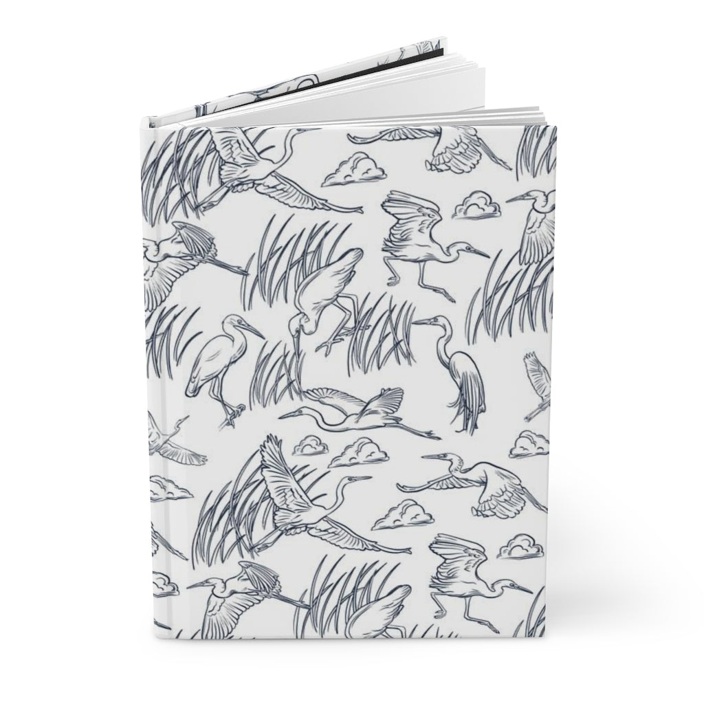 Hardcover Journal Matte - Egrets on White by Posh Tide - Posh Tide
