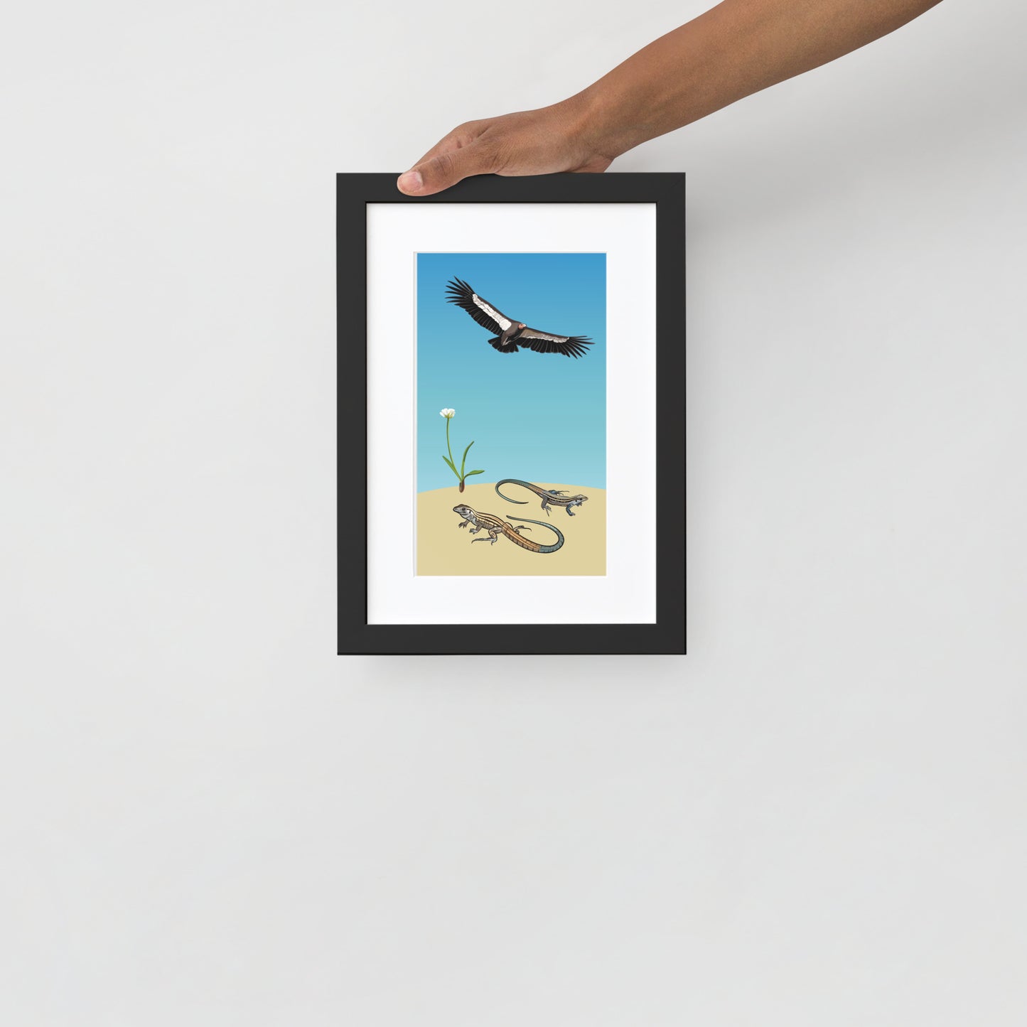 Parthenogenesis Condor & Whiptail Lizard Matte Paper Framed Poster With Mat