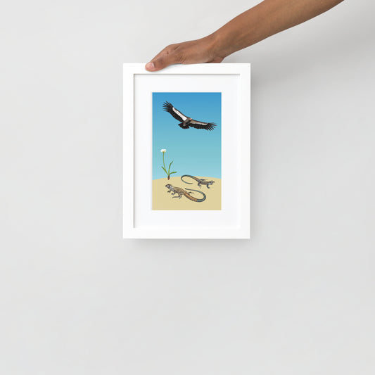 Parthenogenesis Condor & Whiptail Lizard Matte Paper Framed Poster With Mat