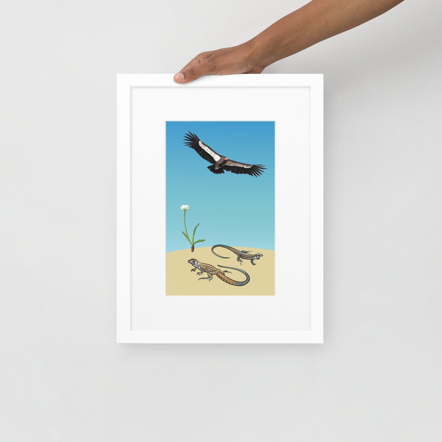 Parthenogenesis Condor & Whiptail Lizard Matte Paper Framed Poster With Mat